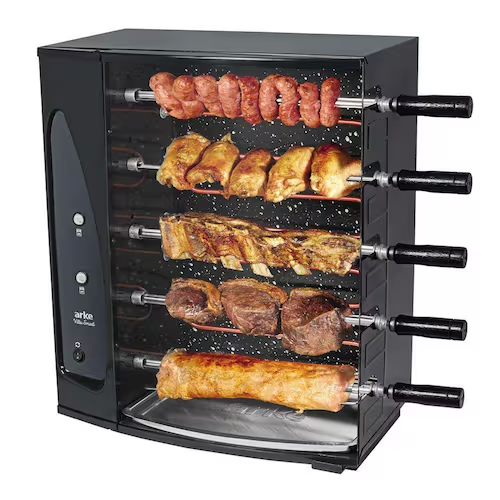 Churrasqueira Elétrica Arke Vitta Smart com carnes assando